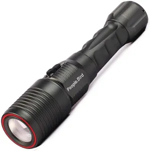 Black (1 x 18650) and Charger 800lm 5-Mode LED Torch Zoomable Flashlight