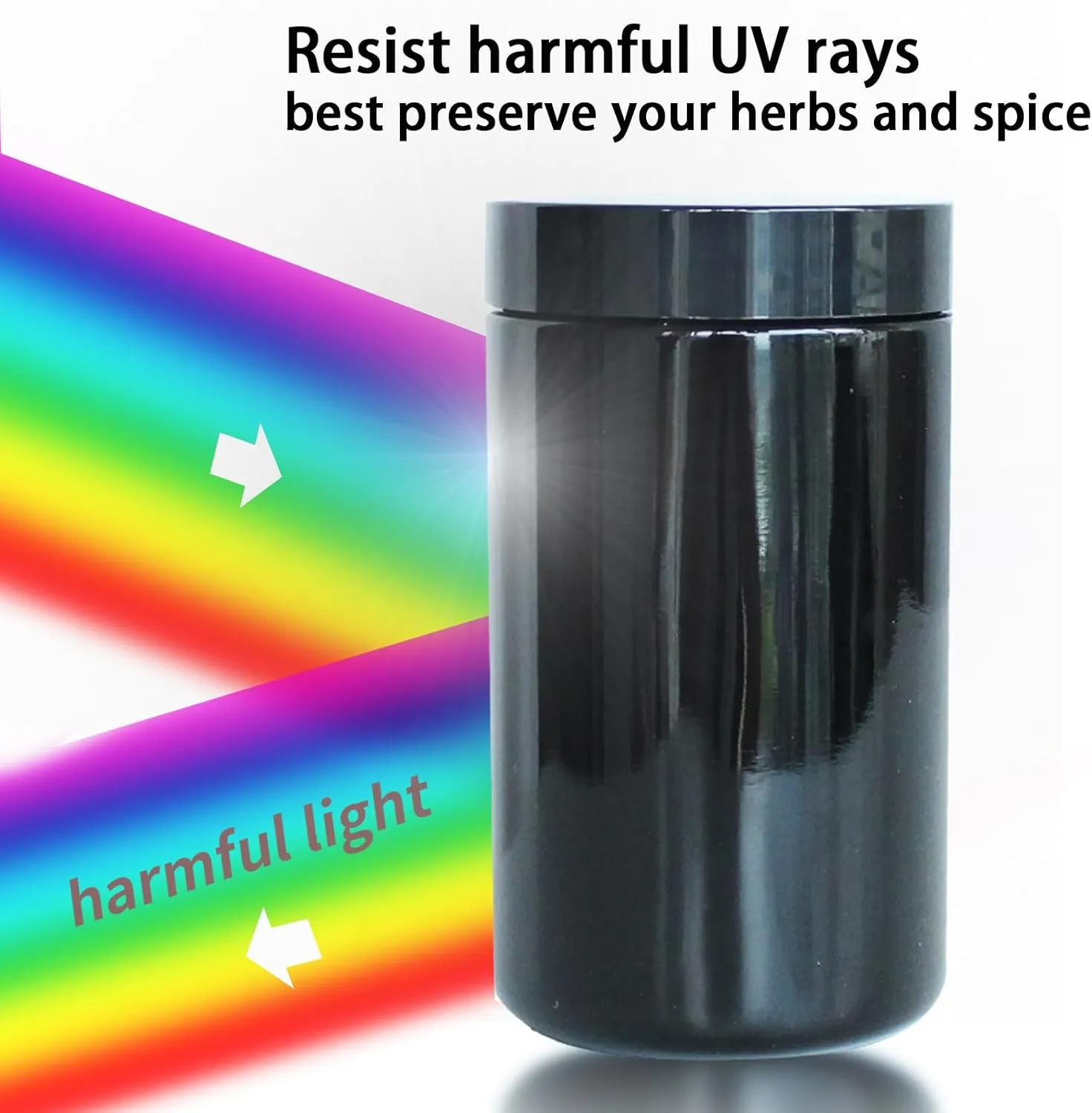 Black Glass Airtight Storage Container Jar 300ml with UV Protection for Spice Coffee