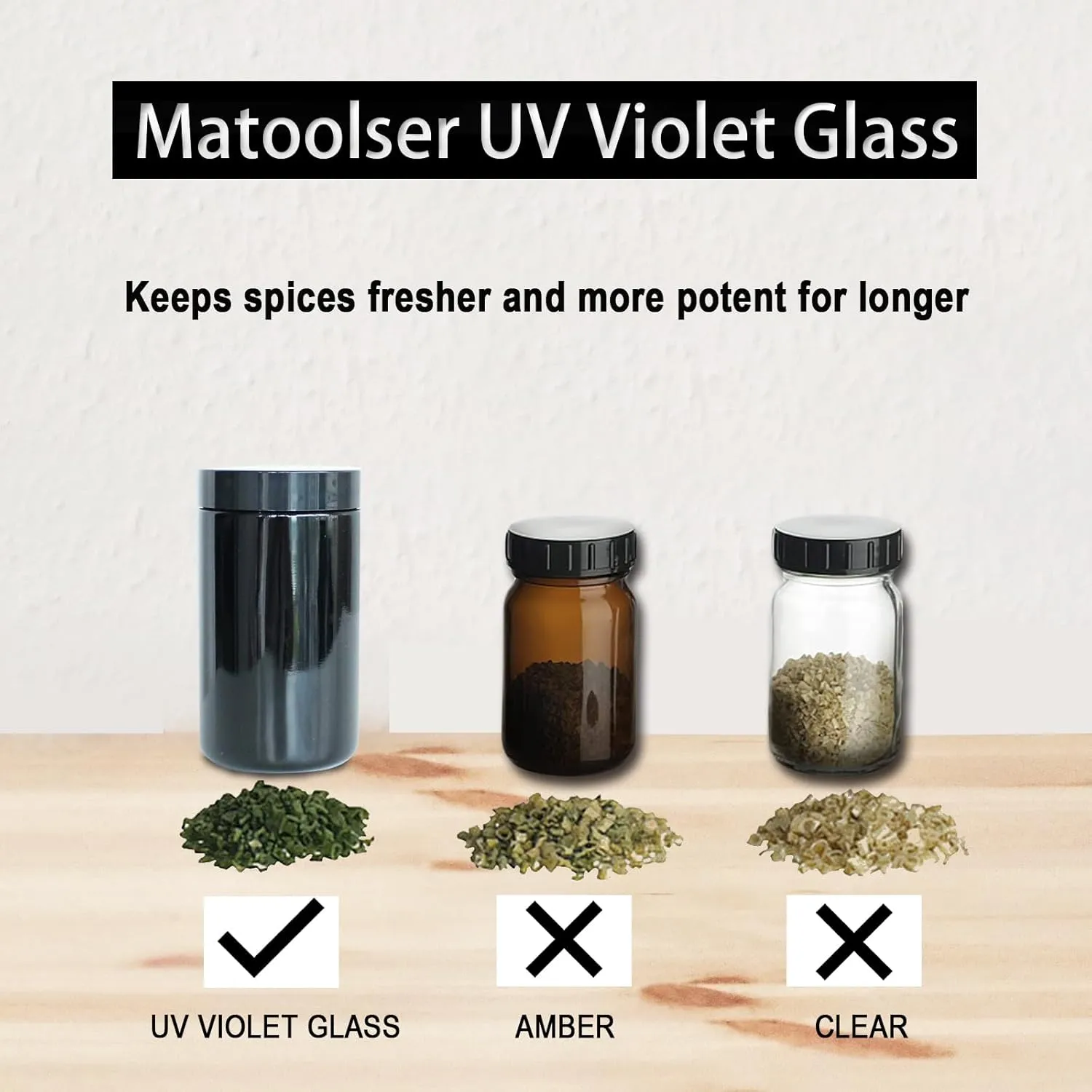 Black Glass Airtight Storage Container Jar 300ml with UV Protection for Spice Coffee