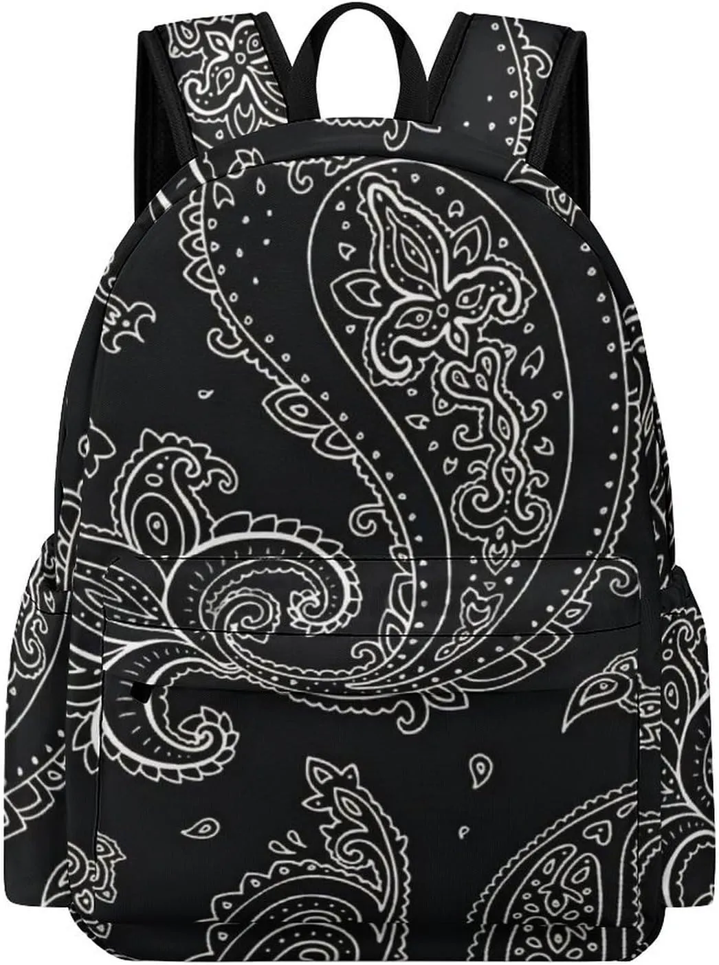 Black Paisley Pattern Classic And Stylish Large Capacity Portable Half Print Backpack