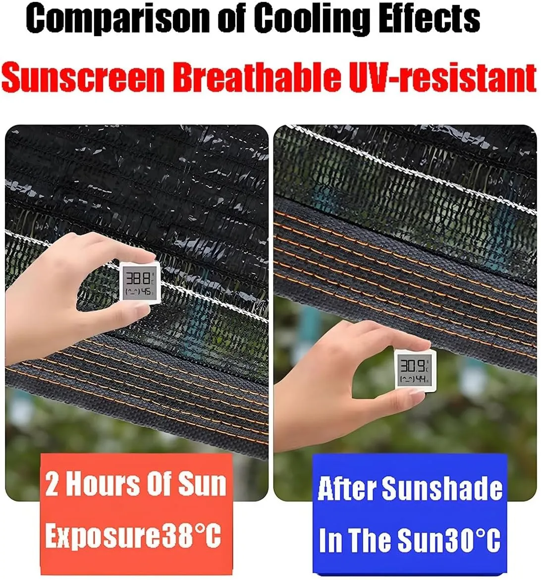Black Shade Cloth Garden Shade Net 96% UV Block with Grommets Mesh Tarp for Greenhouse Cover Patio Plant Flower Chicken Coop Carport 3x4m 3x7m 4x10m 6x9m 9x10m 10x10m(30x30ft)