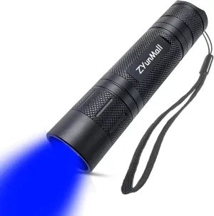 Blue Light Flashlight Single Mode Zoomable Blue LED Flashlights for Night Hunting, Fishing