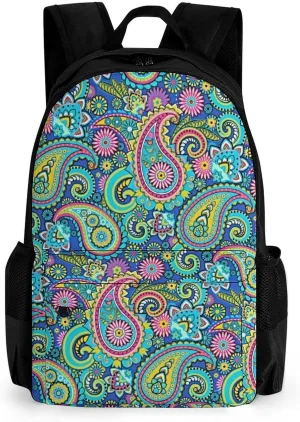 Blue Pink Paisley A Large Capacity Backpack with Pockets, Suitable for Outdoor Use, Etc