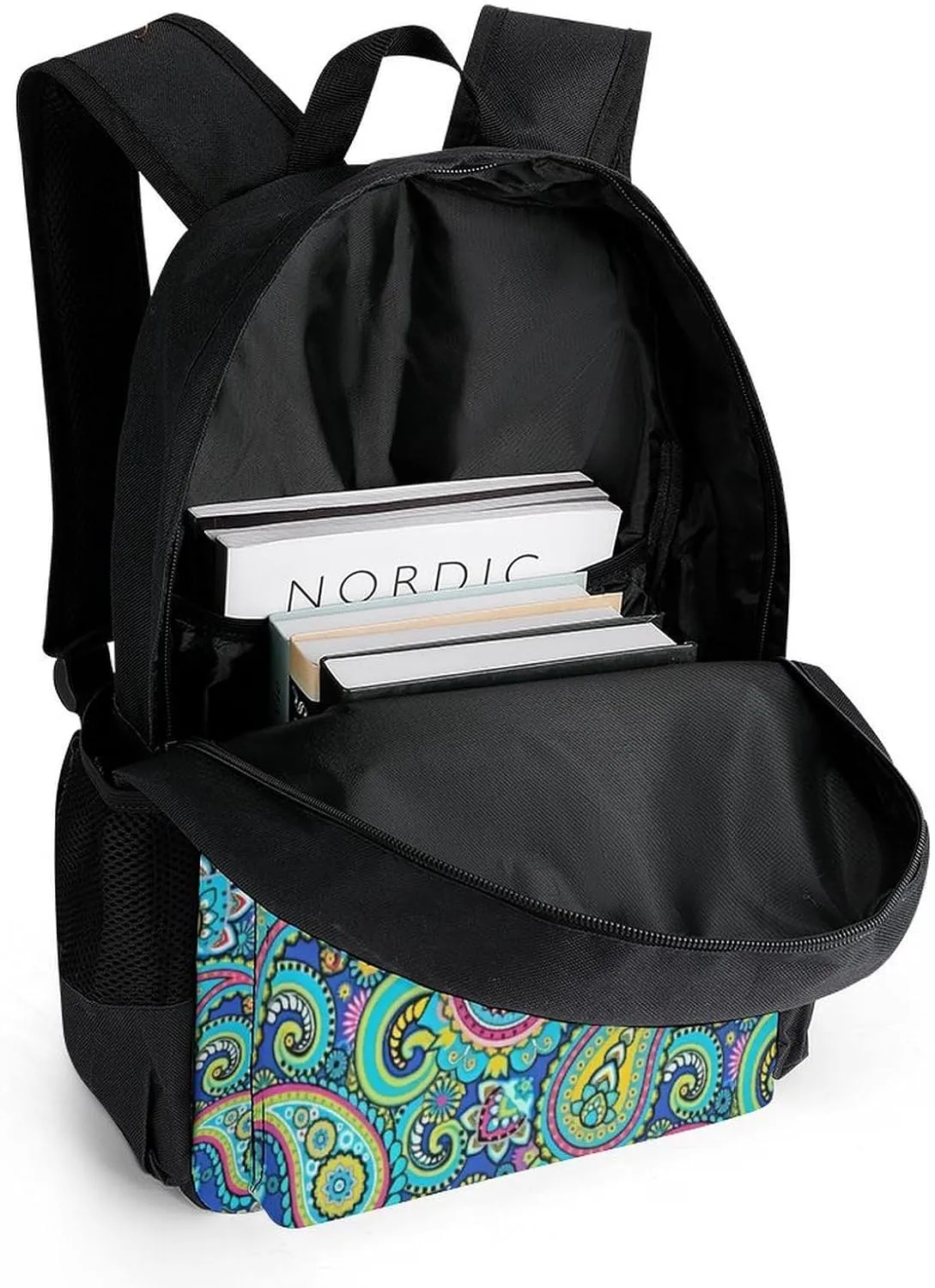 Blue Pink Paisley A Large Capacity Backpack with Pockets, Suitable for Outdoor Use, Etc