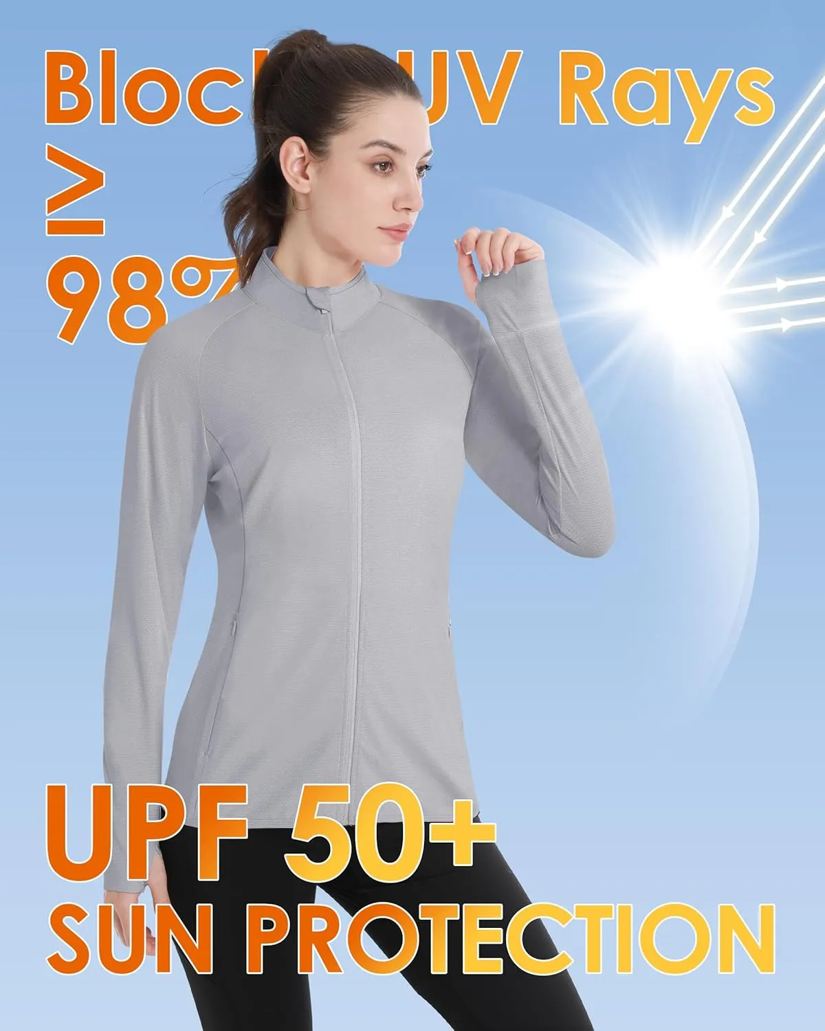 Boladeci Women's Athletic Jackets Lightweight UPF 50  Sun Shirts Long Sleeve Full Zip Up Quick Dry Running Workout Jackets