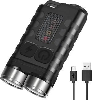 BORUIT V3 Small Powerful EDC Flashlight with Red UV Blue Light,High Lumens 900LM USB-C Rechargeable Mini Pocket Keychain Flashlight-12 Modes,IP65 Waterproof,Tail Magnet(Black)