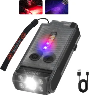 BORUIT V30 Rechargeable EDC Flashlight with 365nm Blacklight UV/Red Flashlight,Bright Keychain Lights with Clip and Magnet, 180° Rotatable Pocket Flashlight for Everyday Carry and Emergencies