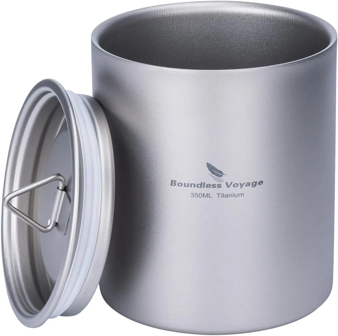Boundless Voyage 350ml Double Wall Titanium Cup with Lid Ultralight Tea Coffee Mug Set for Outdoor Camping Picnic Hiking Traveling Home use A-Ti3022D