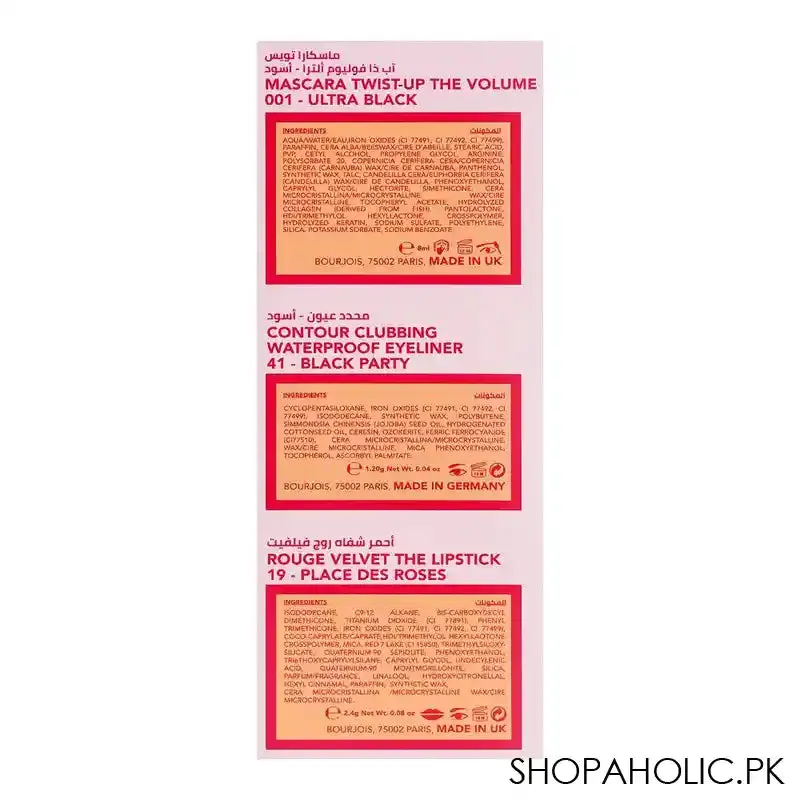 Bourjois Favorites Kit, Twist Up Mascara   Waterproof Eyeliner   Long Lasting Matte Lipstick, 3-Pieces
