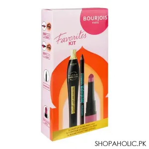 Bourjois Favorites Kit, Twist Up Mascara   Waterproof Eyeliner   Long Lasting Matte Lipstick, 3-Pieces