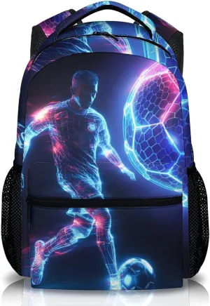 Boys Bookbag, Soccer Backpack, Kids Schoolbag for Boys Girls, Gift for Kids Back to School, 17 Inch Student Bookbag for Travel Picnic Hiking
