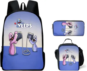 Boys Hide and Seek Backpack Pencil Case Shoulder Backpack Set Perfect for Casual Daypacks (C13,3PCS)