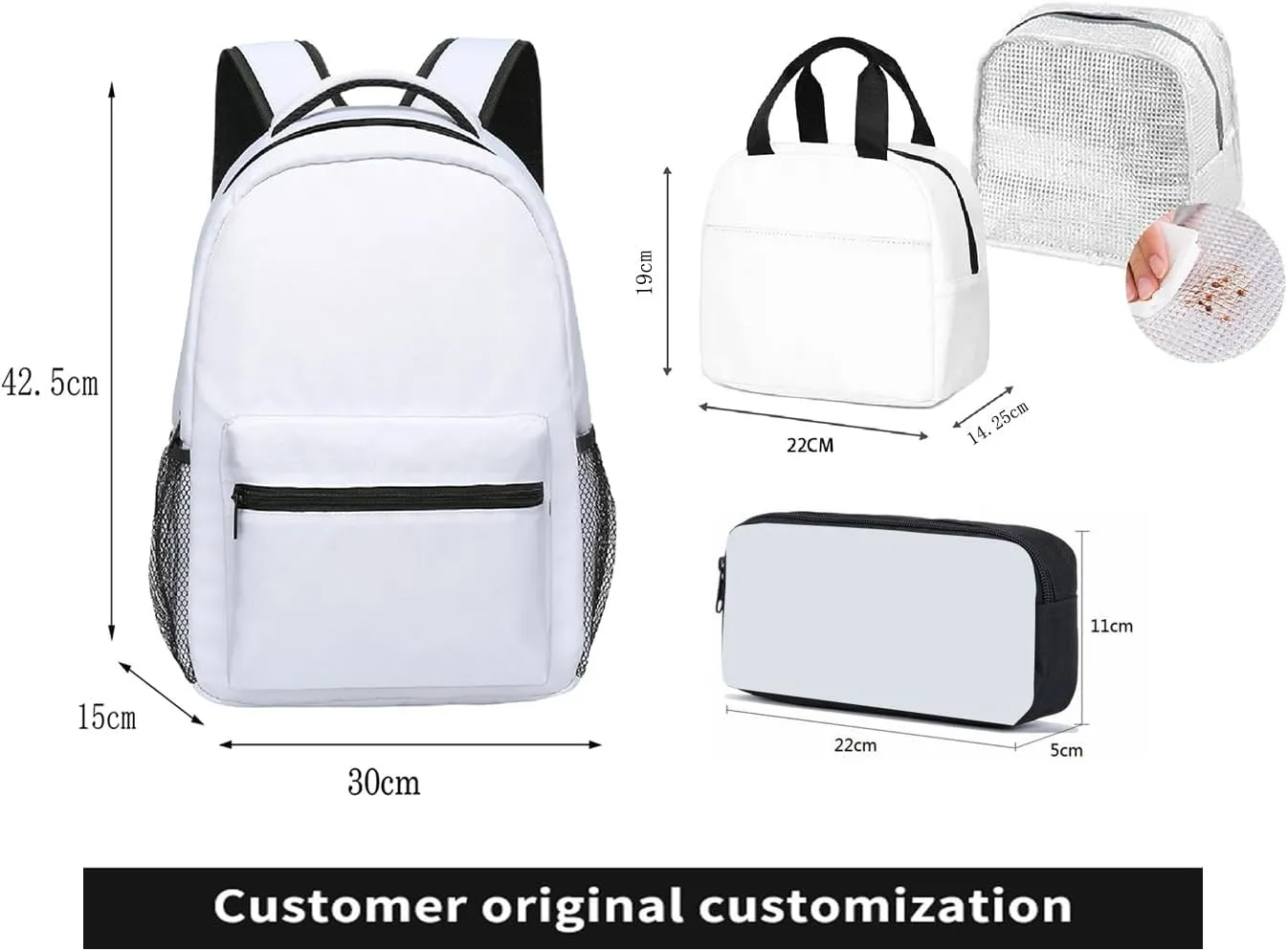 Boys Tungtungtung Backpack Lunch Bag Pencil Case 3PCS Set Kids Tung 3D Figure Printed Backpack (C16,3pcs)