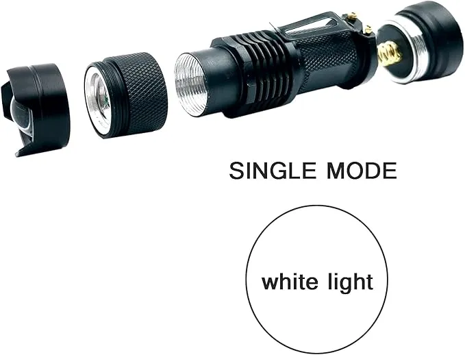 Bright Mini LED Flashlight Single Mode Flashlight Zoomable with Clip Small Flashlight for Camping Hiking Emergency, 5 Pack