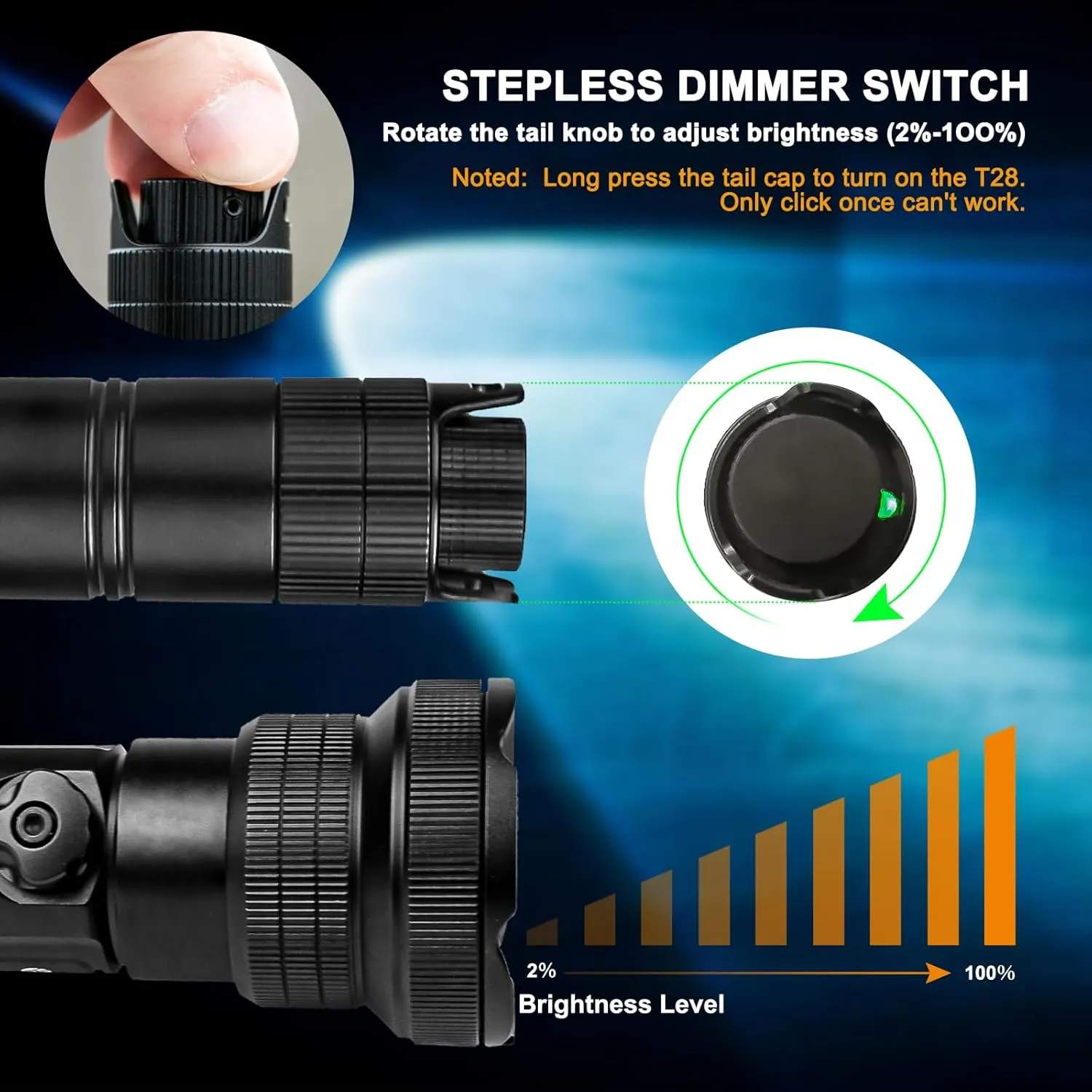 Brinyte T28 LED Hunting Light 3-Color-in-1(Red, White, Green) Zoomable Predator Flashlight with Remote Pressure Switch, IPX6 Waterproof for Hogs Coon Coyote Varmint Hunting