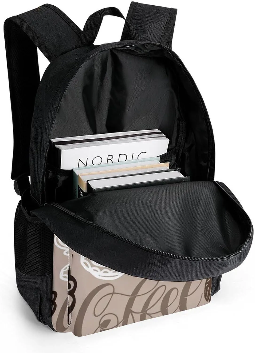 Brown Coffee Maker Beans Theme A Large Capacity Backpack with Pockets, Suitable for Outdoor Use, Etc
