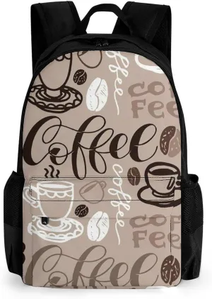 Brown Coffee Maker Beans Theme A Large Capacity Backpack with Pockets, Suitable for Outdoor Use, Etc