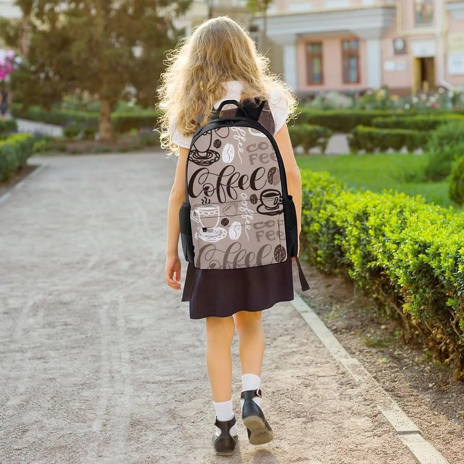Brown Coffee Maker Beans Theme A Large Capacity Backpack with Pockets, Suitable for Outdoor Use, Etc