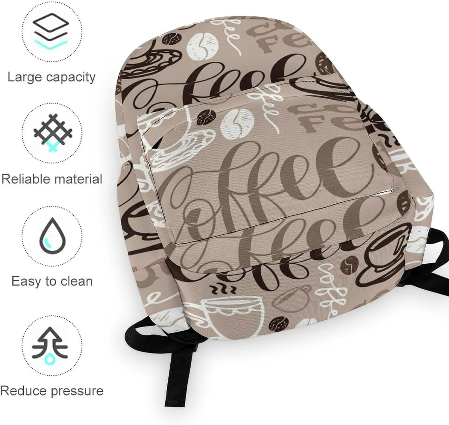 Brown Coffee Maker Beans Theme Classic And Stylish Large Capacity Portable Half Print Backpack