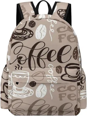 Brown Coffee Maker Beans Theme Classic And Stylish Large Capacity Portable Half Print Backpack