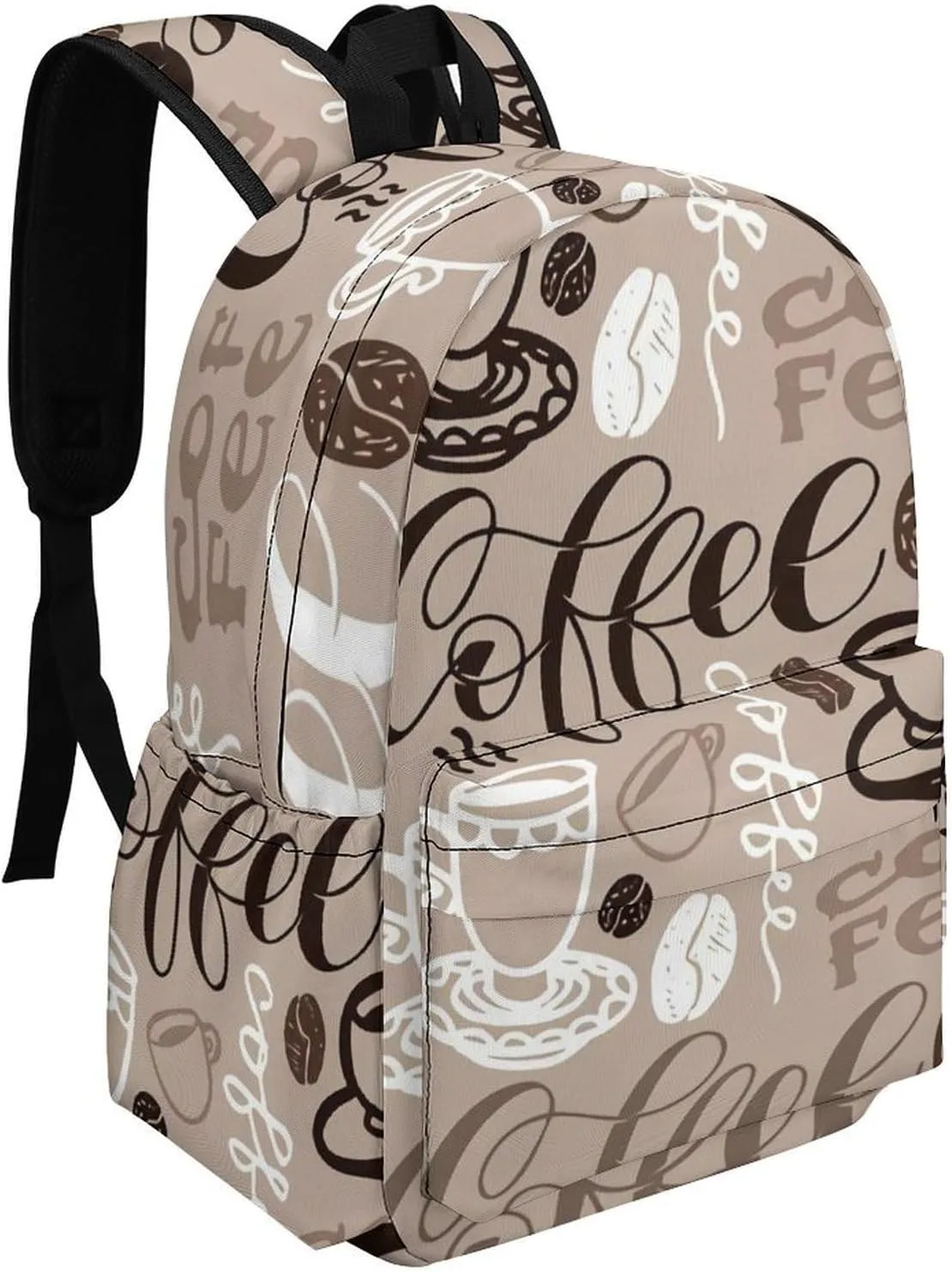 Brown Coffee Maker Beans Theme Classic And Stylish Large Capacity Portable Half Print Backpack
