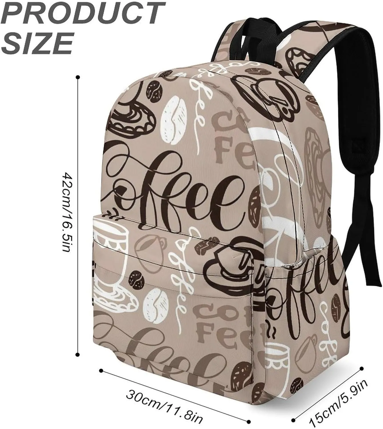 Brown Coffee Maker Beans Theme Classic And Stylish Large Capacity Portable Half Print Backpack