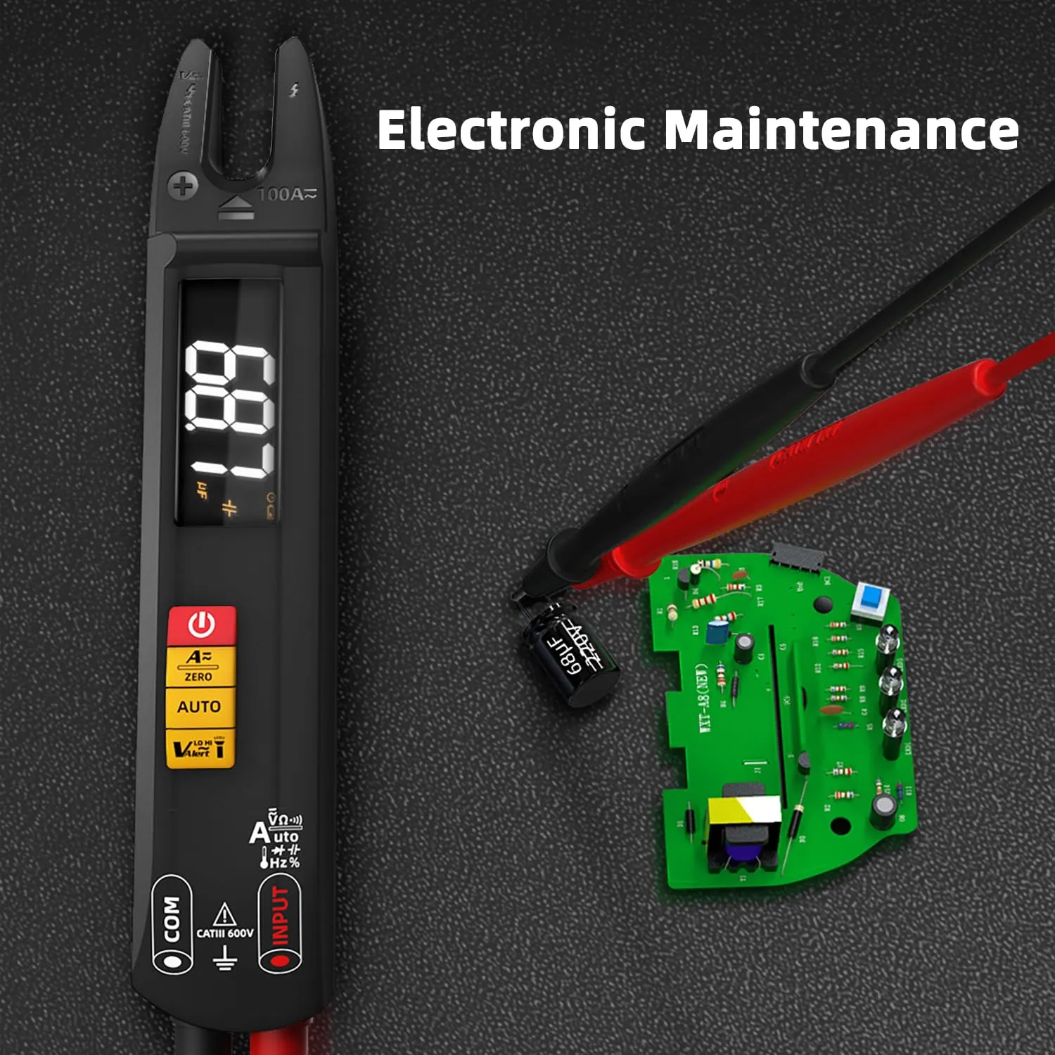BSIDE DC AC Clamp Meter Open Jaw Smart Digital Multimeter Tester, Rechargeable with True RMS, Measures Current Capacitance Diode Duty Cycle Ohm Hz Continuity V-Alert Live Check Environment Temperature