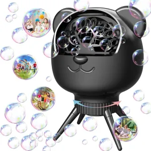 Bubble Machine for Kids & Parties – 500ML, 38,000  Bubbles/Min, 90°/180° Auto-Rotation, 2-Speed Rechargeable Bubble Maker, Portable Bubble Blower for Indoor Outdoor Birthday Wedding (Black)