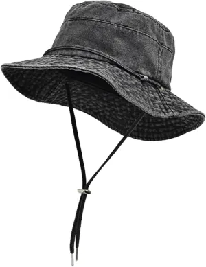 Bucket Hat for Women Men Wide Brim Sun Hat Packable Cotton Denim Summer Beach Travel Outdoor Fishing Cap