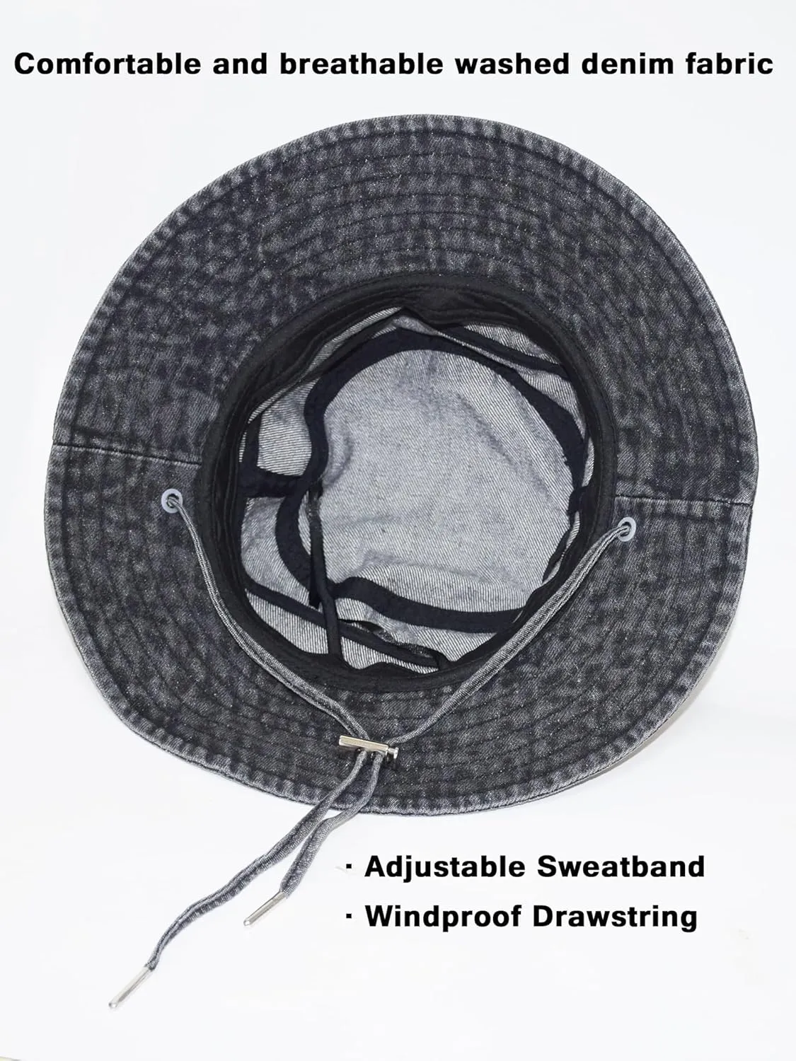 Bucket Hat for Women Men Wide Brim Sun Hat Packable Cotton Denim Summer Beach Travel Outdoor Fishing Cap