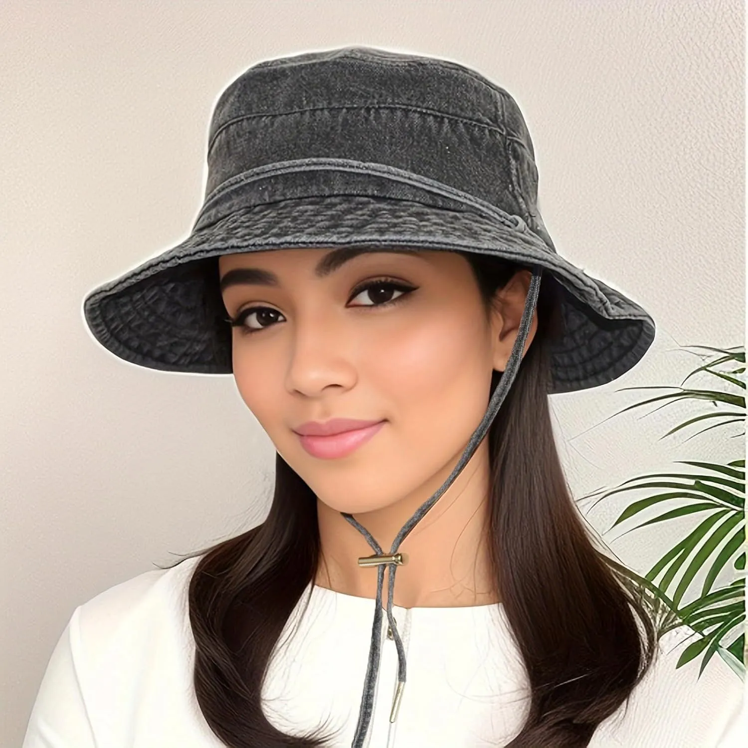 Bucket Hat for Women Men Wide Brim Sun Hat Packable Cotton Denim Summer Beach Travel Outdoor Fishing Cap