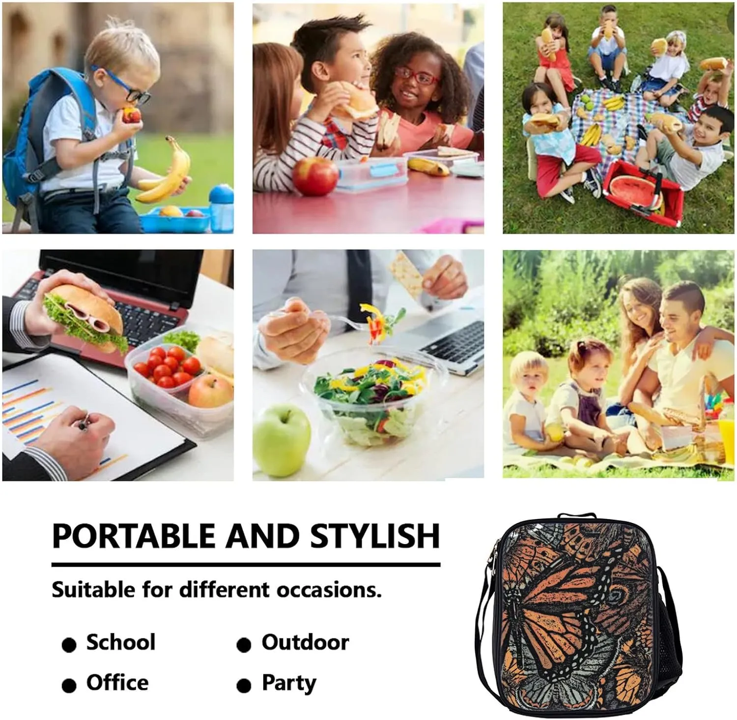 Butterfly Backpack, Butterfly Backpack For Girls 3 PCS for Teens, Boys and Girls Butterfly Bookbag, Butterfly Insulated Lunch Bag and Butterfly Pencil Case Perfect for School and Everyday Use.