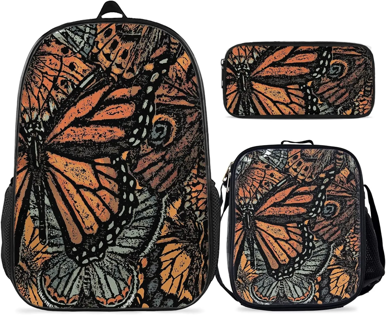 Butterfly Backpack, Butterfly Backpack For Girls 3 PCS for Teens, Boys and Girls Butterfly Bookbag, Butterfly Insulated Lunch Bag and Butterfly Pencil Case Perfect for School and Everyday Use.