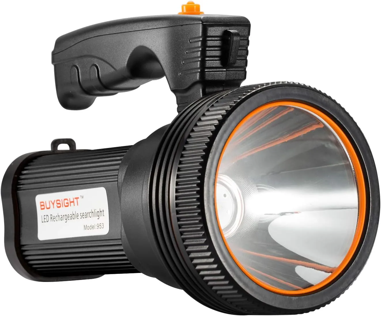 BUYSIGHT Rechargeable Spotlight Flashlight 500 Lumens Handheld Spot Light LED Flashlight with Handl Ultra-Long Standby Electric Torch with USB Output （Classic Black）