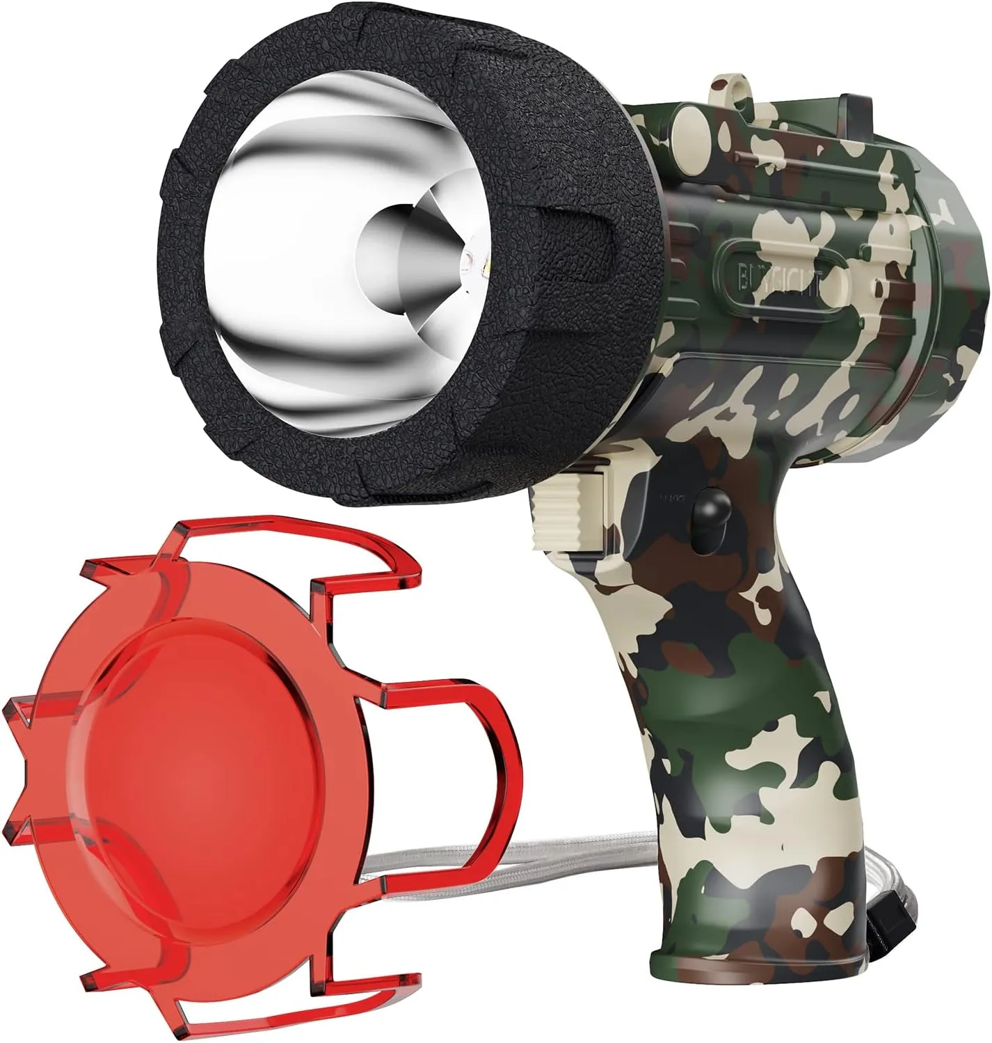 BUYSIGHT Rechargeable Spotlight Flashlight, Hand held Spotlight 800 lumens Waterproof Flashlight Hunting Lamp with red Filter（ Camouflage Green Mini