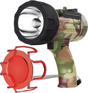 BUYSIGHT Rechargeable Spotlight Flashlight, Hand held Spotlight 800 lumens Waterproof Flashlight Hunting Lamp with red Filter(Camouflage Gray Mini)