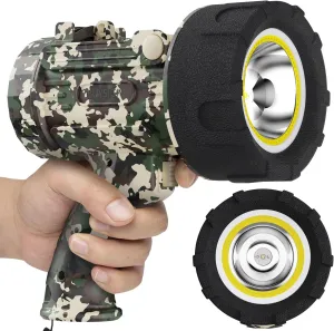 BUYSIGHT Rechargeable Spotlight Flashlight,1200 lumens Hand held Spotlight Waterproof Flashlight Hunting floodlight with red Lens(Camouflage Green-COB)