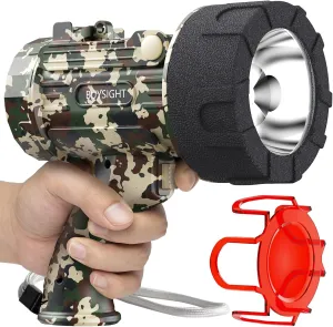 BUYSIGHT Rechargeable Spotlight Flashlight,1500 lumens Hand held Spotlight Waterproof Flashlight Hunting Lamp with red Filter (Camouflage Green)