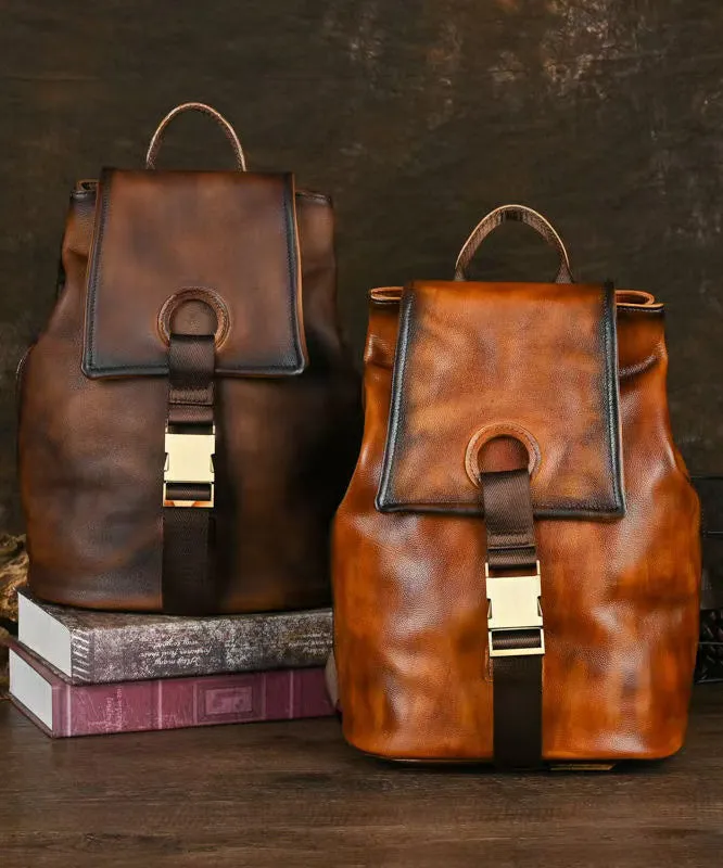 Calf Backpack Brown Capacity Bag Large Boutique Leather