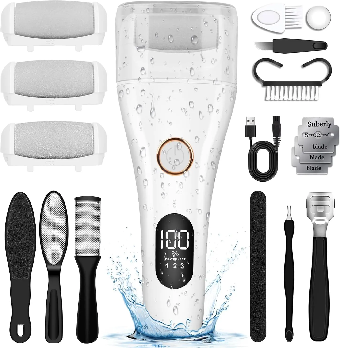 Callus Remover for Feet, Electric Foot Scrubber with Larger Grinder&LCD Display,3 Speed Foot File Professional Pedicure Tools, Foot SPA to Remove Callus Cracked&Hard Dead Skin - Wet&Dry Using