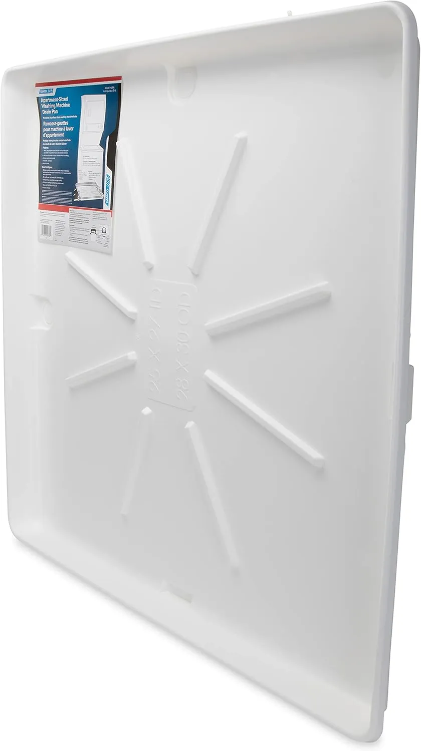 Camco Stackable Washing Machine Drain Pan | Great for Apartment-Sized Washers or Stackable Units | Protects Floors from Leaks & Measures 28-Inches x 30-Inches | Crafted of Heavy-Duty Plastic (21006)