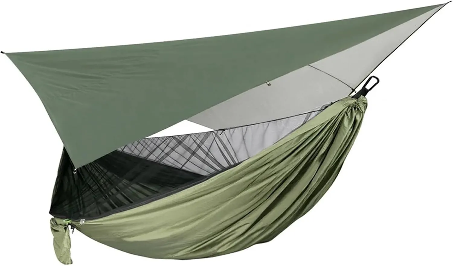 Camp Portable Mosquito Net Nylon Camping Hammock with Rain Fly Canopy Tarp for Outdoor Hanging Bed Sleeping Strong (Color : Green 1)