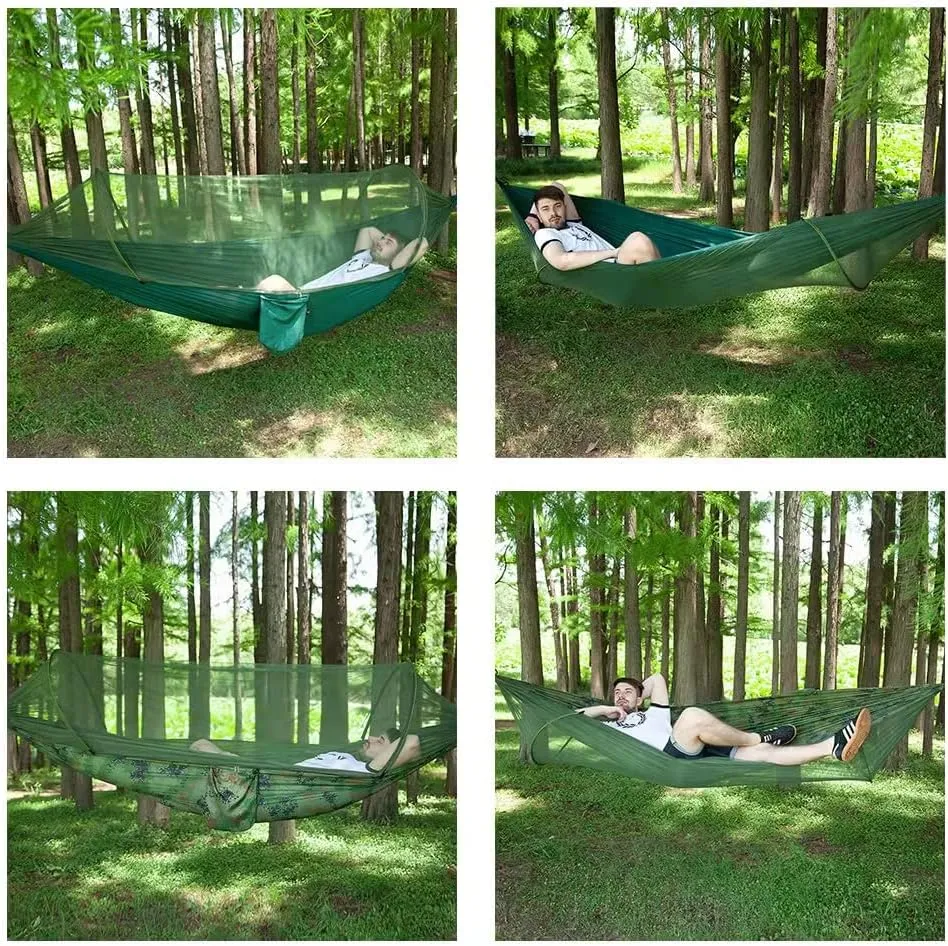 Camping Hammock with Mosquito Net and Rain Fly - Travel Hammock Bug Net - Hammock Tent for Outdoor Hiking Backpacking Travel Camping Accessories and Camping Gear… Military Green