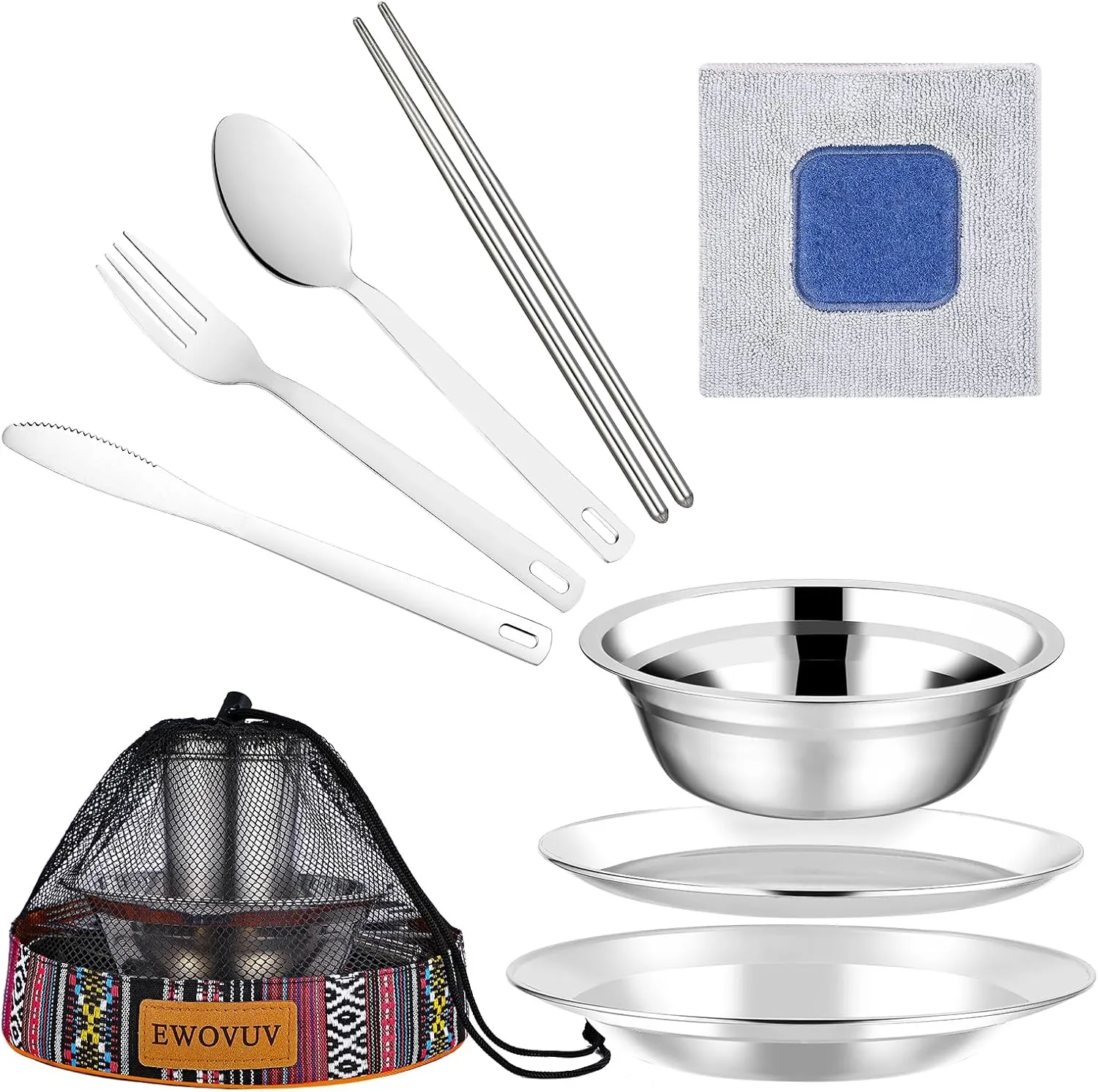 Camping Mess Kit - for Camping 1 to 2 Person boy Scout Camp Dishes Camping Cooking Utensils Accessories Plates Dinnerware Set Outdoor