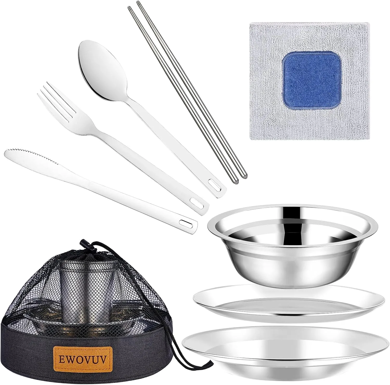 Camping Mess Kit - for Camping 1 to 2 Person boy Scout Camp Dishes Camping Cooking Utensils Accessories Plates Dinnerware Set Outdoor