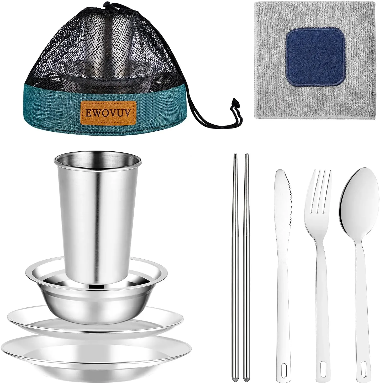 Camping Mess Kit - for Camping 1 to 2 Person boy Scout Camp Dishes Camping Cooking Utensils Accessories Plates Dinnerware Set Outdoor