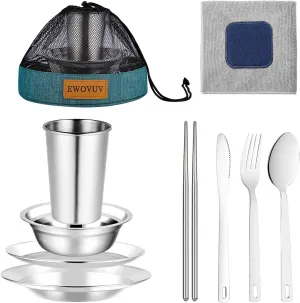 Camping Mess Kit - for Camping 1 to 2 Person boy Scout Camp Dishes Camping Cooking Utensils Accessories Plates Dinnerware Set Outdoor