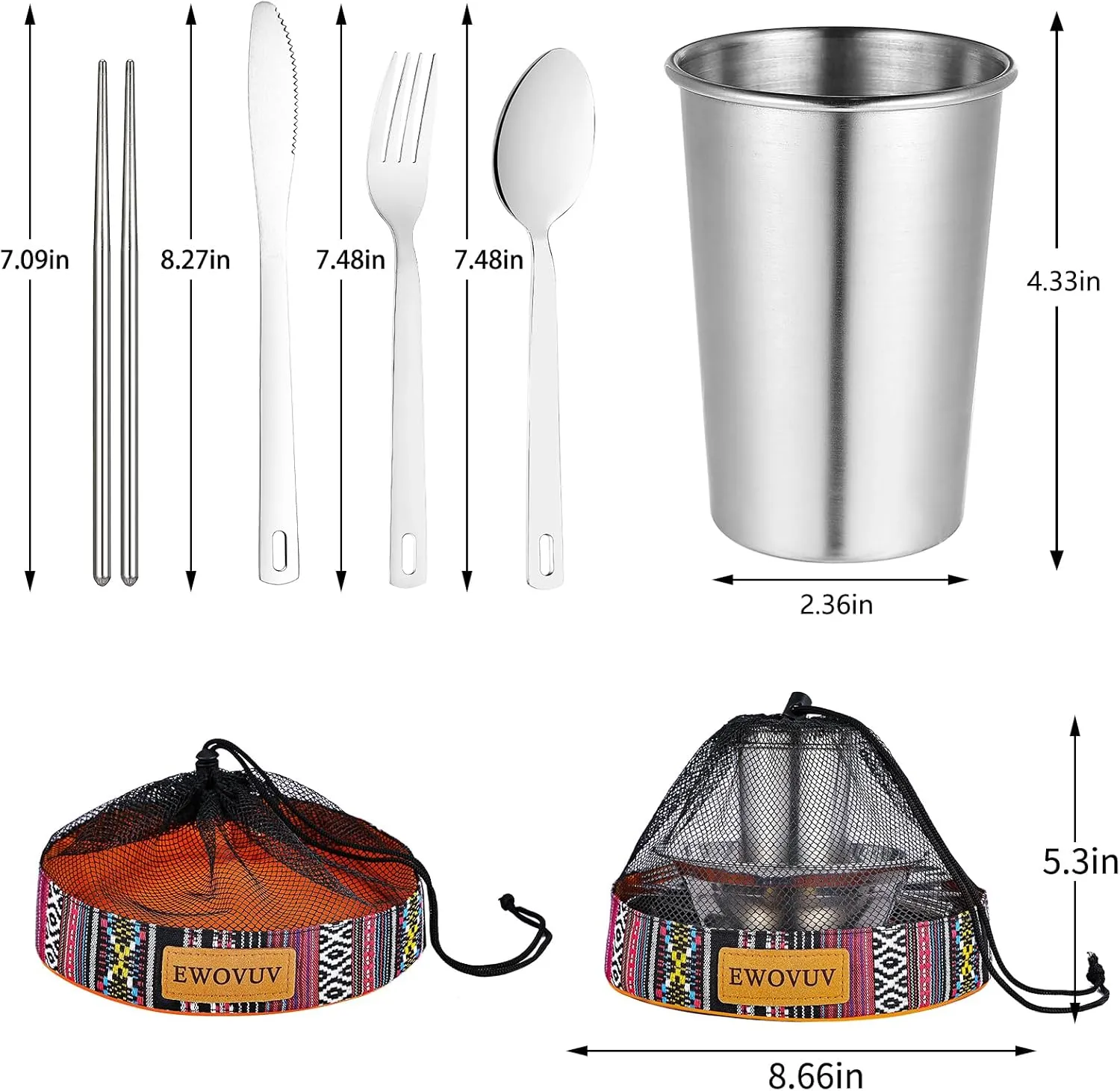 Camping Mess Kit - for Camping 1 to 2 Person boy Scout Camp Dishes Camping Cooking Utensils Accessories Plates Dinnerware Set Outdoor