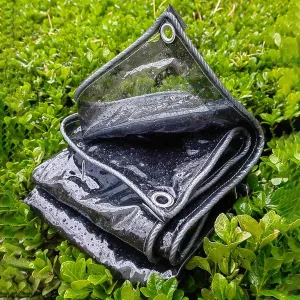 Camping Tarp, Clear PVC Heavy Duty Black Transparent Sheet with Eyelets, Plastic Tarp Cover for Greenhouse Garden Furniture Shed Outdoor Camping Chicken Shed(1.5x2m)
