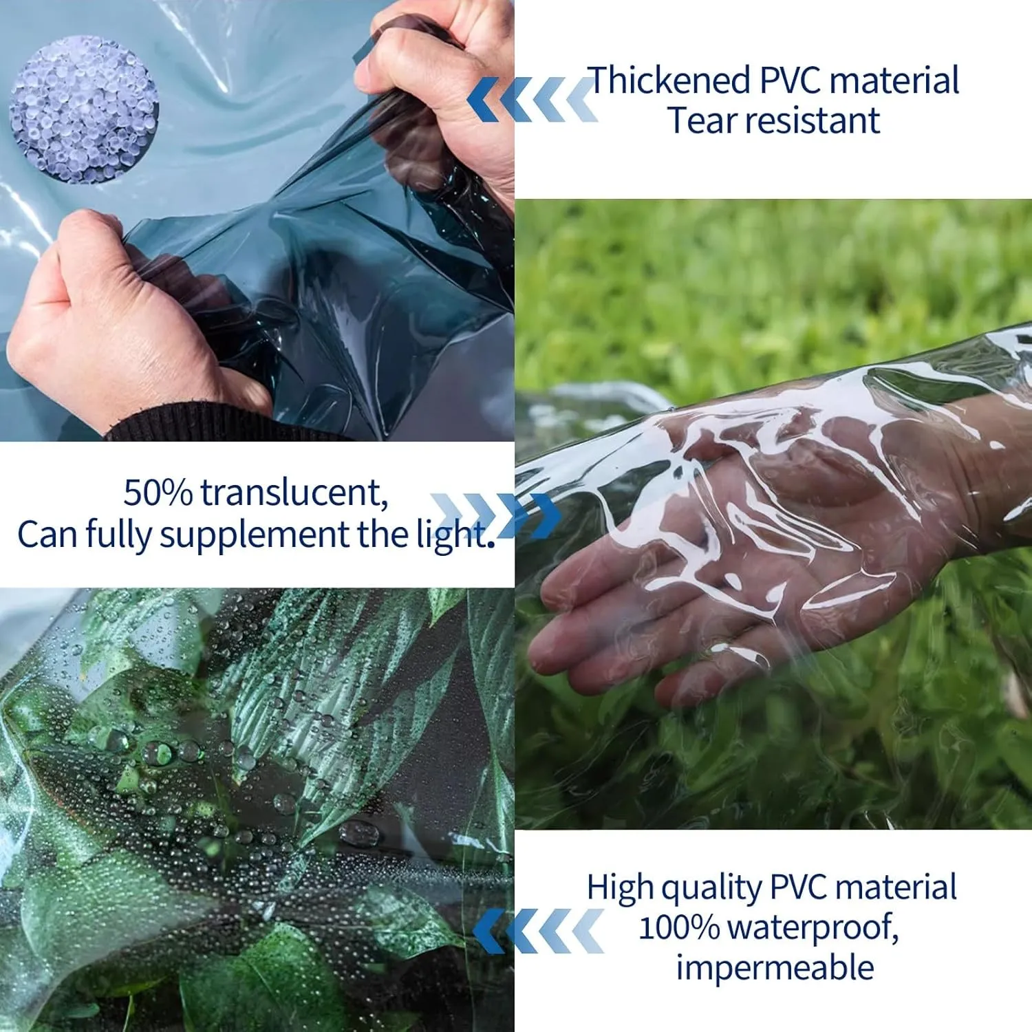Camping Tarp, Clear PVC Heavy Duty Black Transparent Sheet with Eyelets, Plastic Tarp Cover for Greenhouse Garden Furniture Shed Outdoor Camping Chicken Shed(1.5x2m)